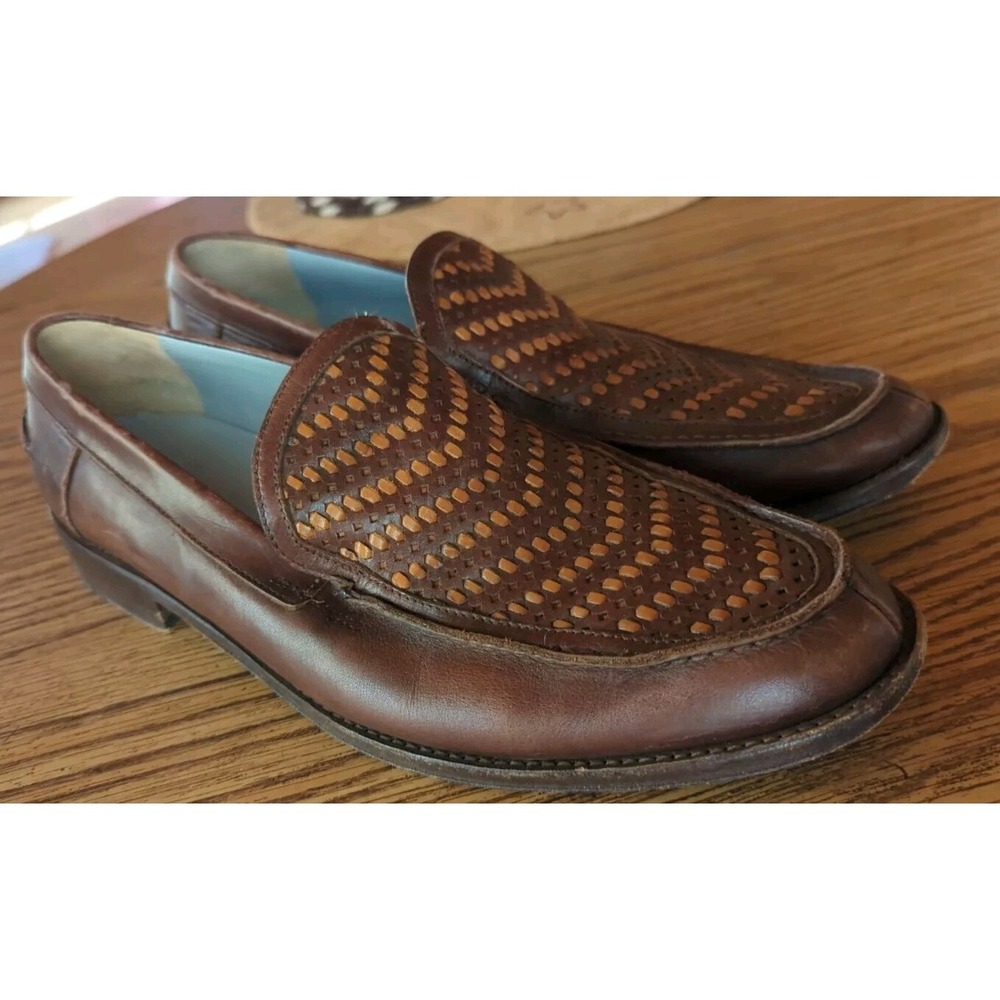 Men's Lambertson Truex Mens Woven Leather Loafers Shoes Brown Size‎ 9 Italy